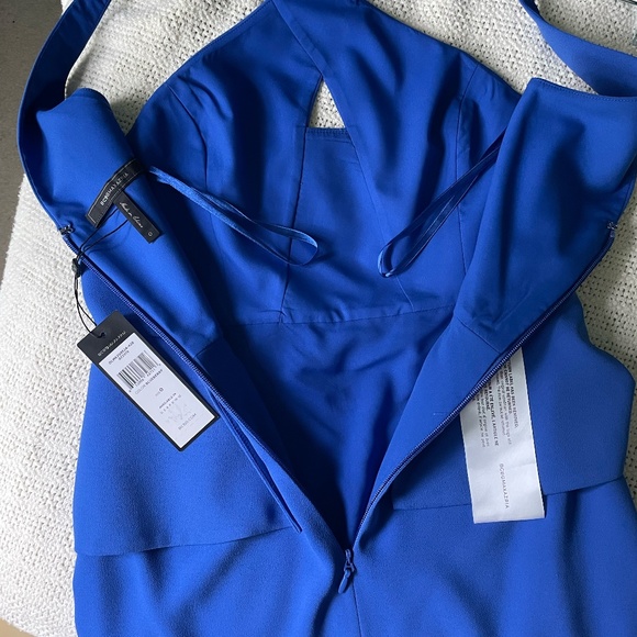 BCBGMaxAzria Crisscross Halter Peplum Dress in "Blueberry", Size 0 - Picture 15 of 16